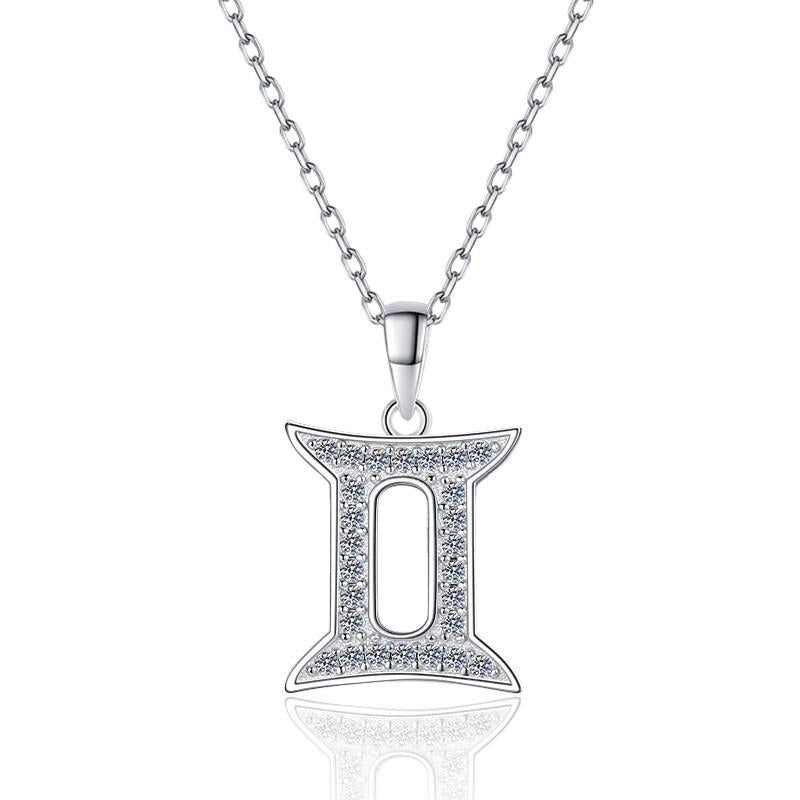 NO.206 S925 Sterling Silver Twelve Constellations Synthetic Moissanite Necklace Birthday Gift Minimalist Pendant Necklace Springtok