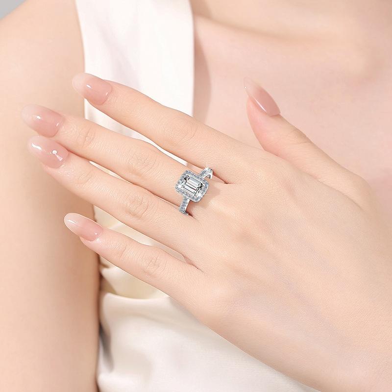 NO.117 S925 Sterling Silver Grandmother Cut Ring Synthetic Moissanite Ring fashion jewelry accessory woman girl promise ring Springtok
