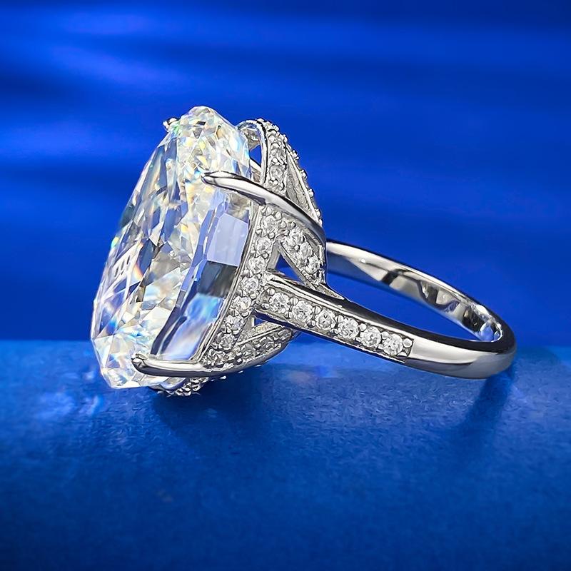 NO.056 S925 Sterling Silver Ice Flower cut Pigeon egg ring 14*20 8A Cubic Zirconia Ring fashion jewelry accessory woman girl promise ring Springtok
