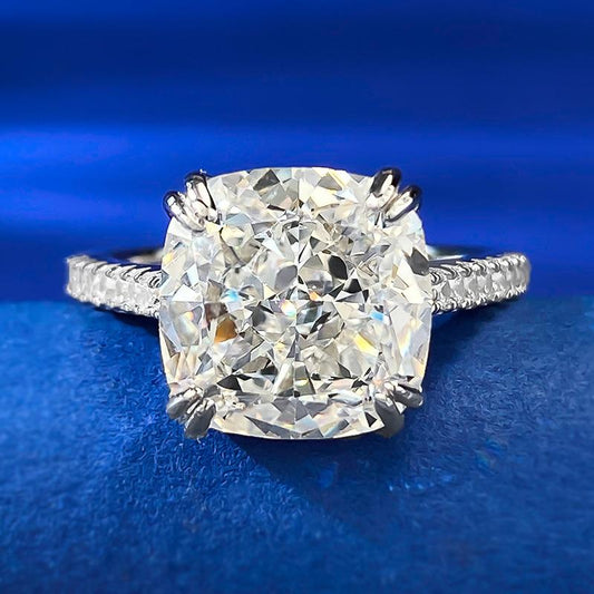 NO.023 S925 Sterling Silver Ice Flower Cut Square Ring 10*10mm 8A Cubic Zirconia Ring fashion jewelry accessory woman girl promise ring Springtok