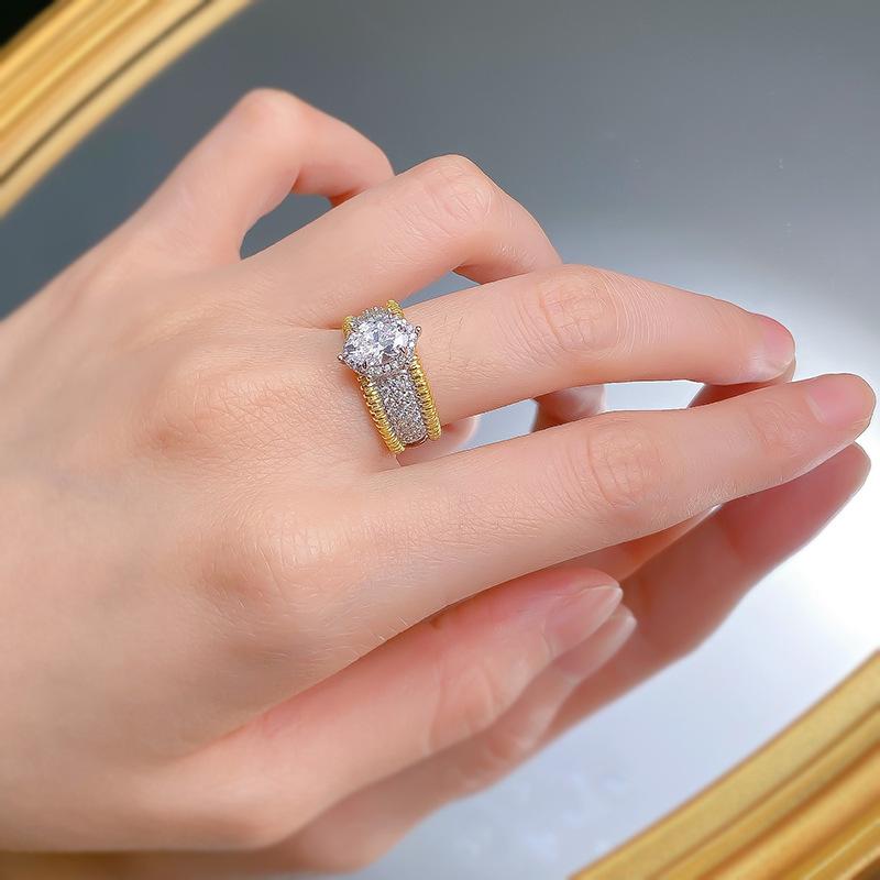 NO.059 S925 Silver Wind Band Oval Cut Ring 6 * 8mm 6A Cubic Zirconia Ring fashion jewelry accessory woman girl promise ring Springtok