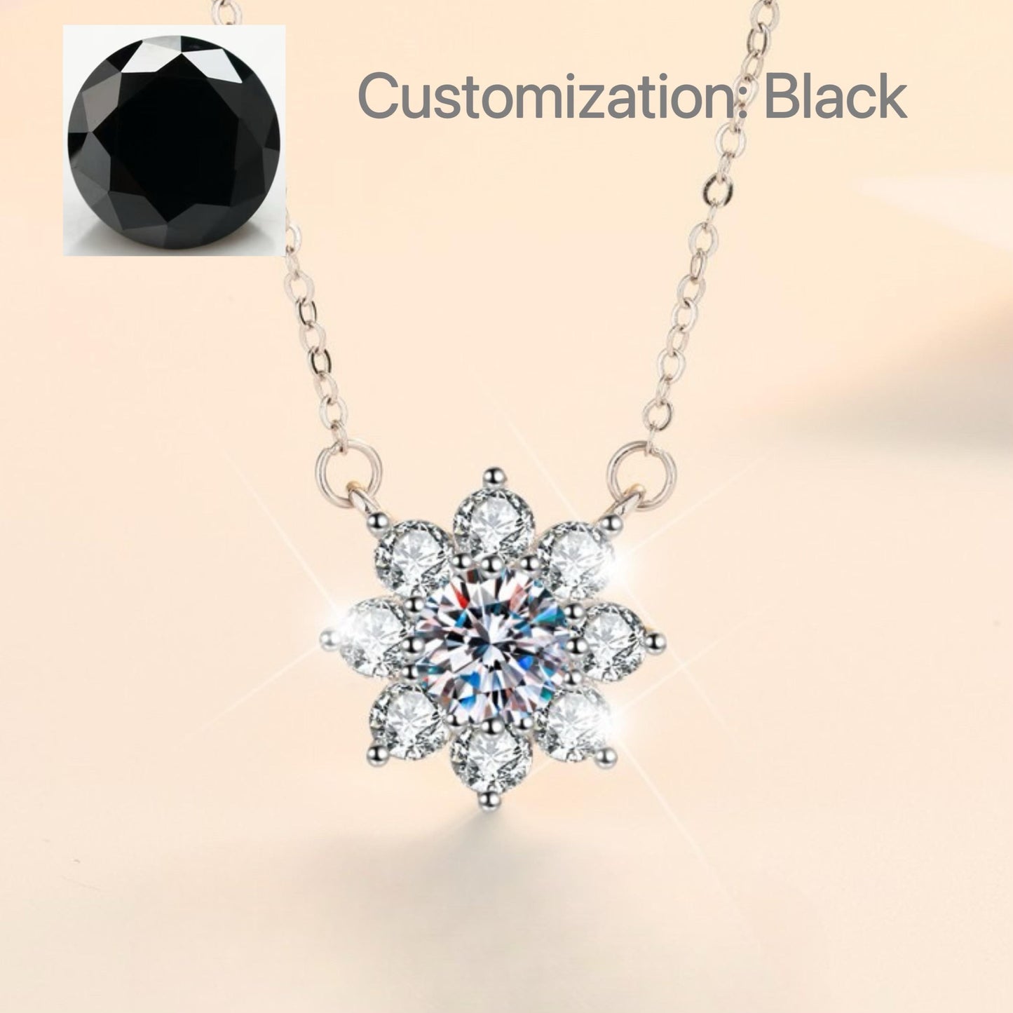 NO.200 S925 Sterling Silver Sunflower Synthetic Moissanite Necklace Birthday Gift Minimalist Pendant Necklace Springtok