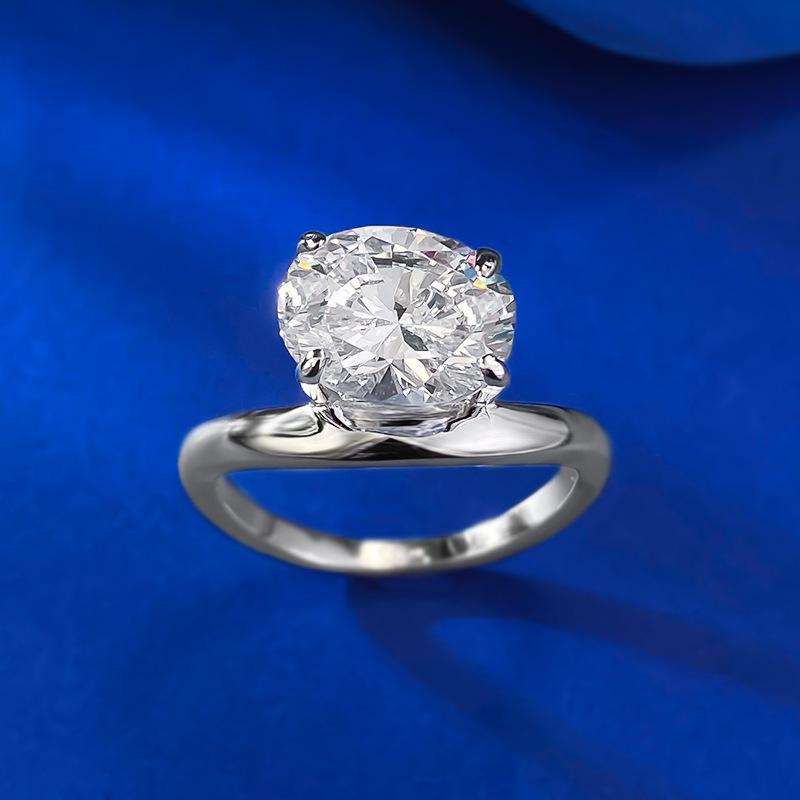 NO.229 S925 sterling silver oval cut oval high carbon ring 8*10mm 6A cubic zirconia ring fashion jewelry accessory woman girl promise ring Springtok