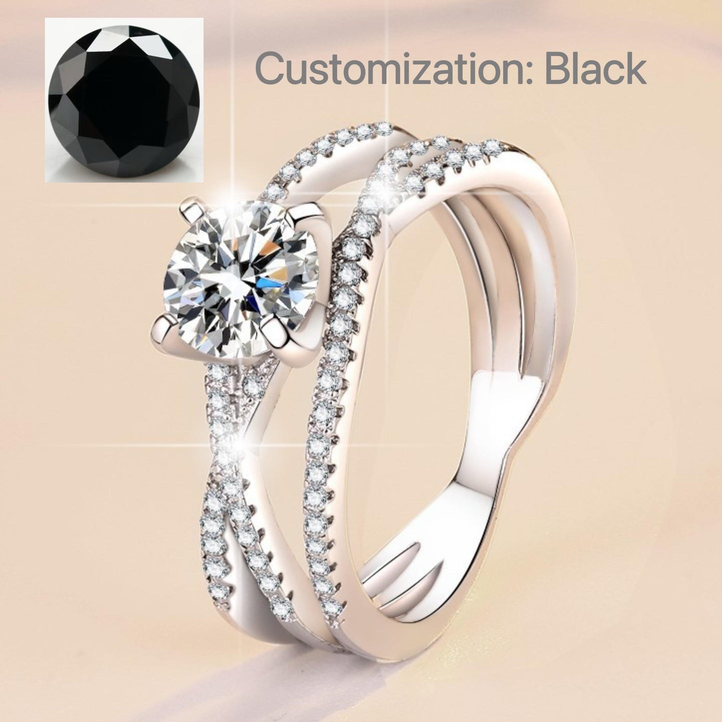 NO.114 S925 Sterling Silver Eternal Love Ring Synthetic Moissanite Ring fashion jewelry accessory woman girl promise ring Springtok