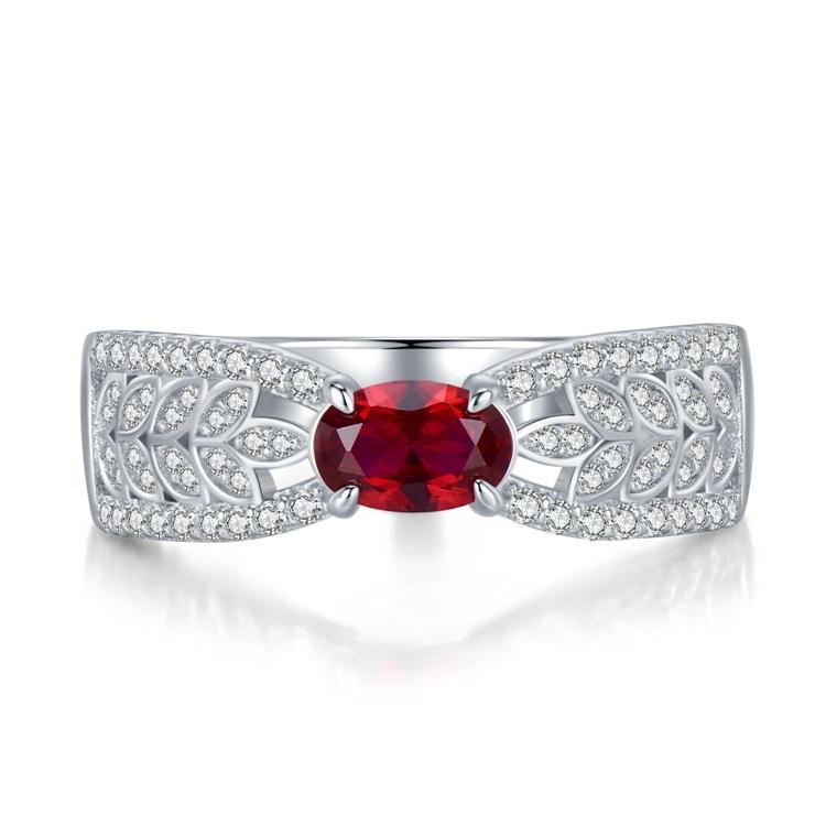 NO.062 S925 Sterling Silver Oval Cut Wheat Red with Hollow Design Ring 4 * 6mm 6A Zirconia for Elegant Luxury Daily Life and Engagement Gifts fashion jewelry accessory woman girl promise ring Springtok