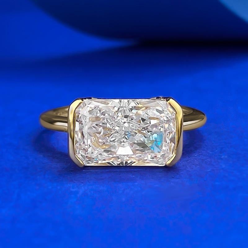 NO.013 S925 Sterling Silver Ice Flower cut rectangular ring 7*11mm 8A cubic zirconia ring fashion jewelry accessory woman girl promise ring Springtok