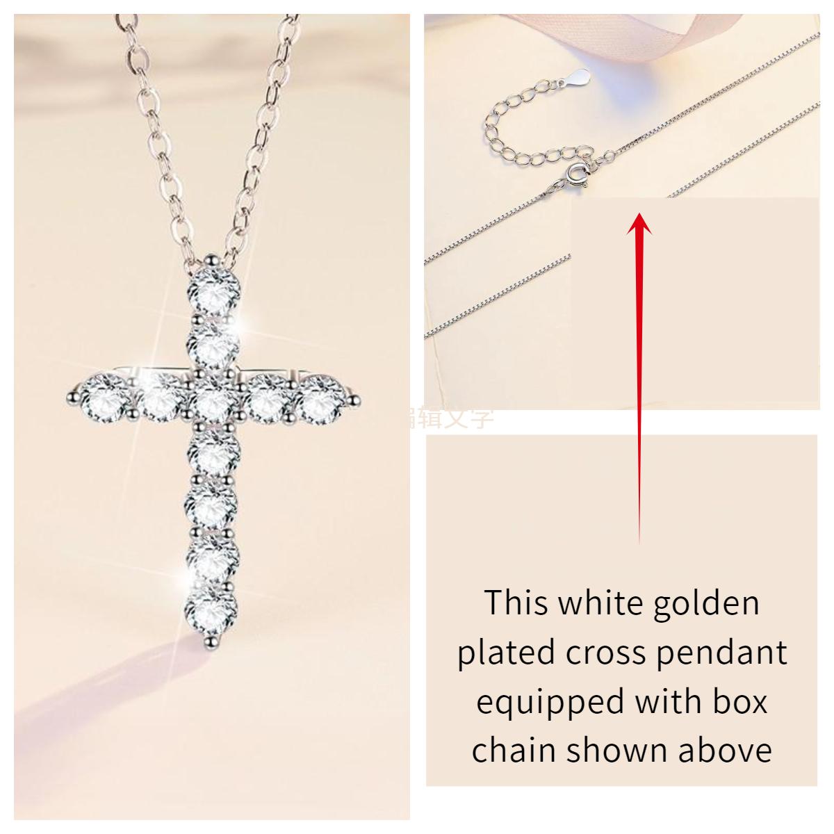 NO.202 S925 Sterling Silver Synthetic Moissanite Small Cross Necklace Birthday Gift Minimalist Pendant Necklace Springtok