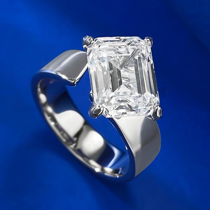 NO.068 S925 Sterling Silver Grandma Cut Rectangular Ring 8*10mm 6A Cubic Zirconia Ring fashion jewelry accessory woman girl promise ring Springtok