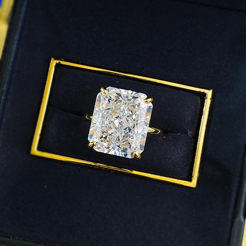 NO.011 S925 Sterling Silver Ice Flower Cut Square Ring 12*14mm 8A Cubic Zirconia Ring fashion jewelry accessory woman girl promise ring Springtok