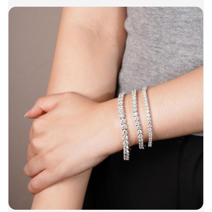 NO.225 S925 Sterling Silver Synthetic Moissanite Tennis Bracelet