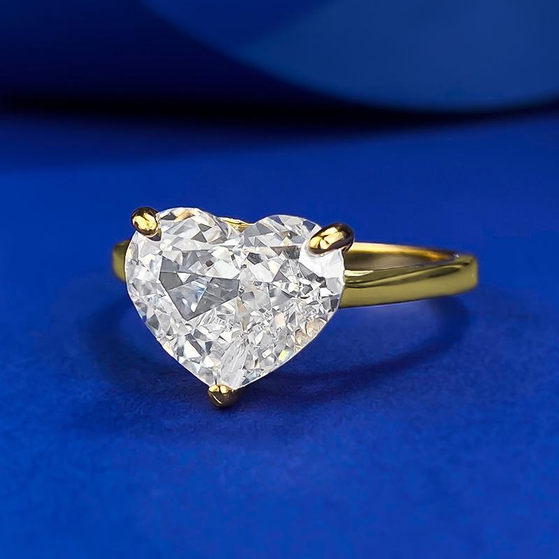 NO.085 S925 Sterling Silver Ice Flower Cut Fat Heart Ring 10*8mm 8A Cubic Zirconia Ring - Elegant Luxury Wedding Ring for Daily Life and Engagements fashion jewelry accessory woman girl promise ring Springtok