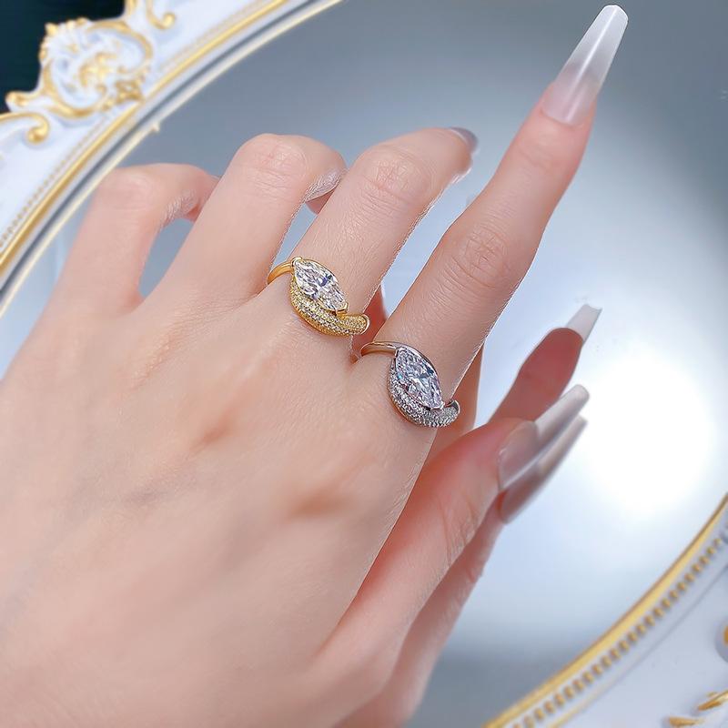 NO.076 S925 Sterling Silver Marquise Ring 6*12mm 6A Cubic Zirconia Ring fashion jewelry accessory woman girl promise ring Springtok