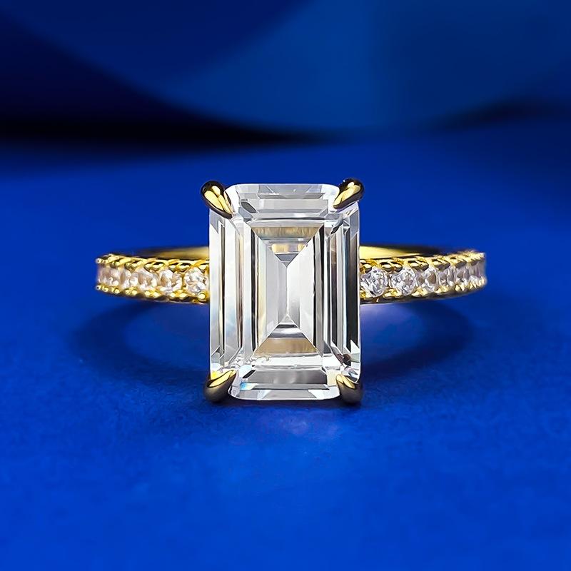 NO.069 S925 Sterling Silver Grandma Cut Square Sugar Ring 7*10mm 6A Cubic Zirconia Ring fashion jewelry accessory woman girl promise ring Springtok