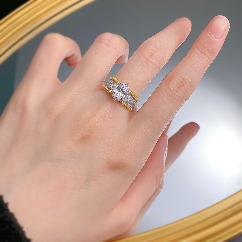 NO.059 S925 Silver Wind Band Oval Cut Ring 6 * 8mm 6A Cubic Zirconia Ring fashion jewelry accessory woman girl promise ring Springtok