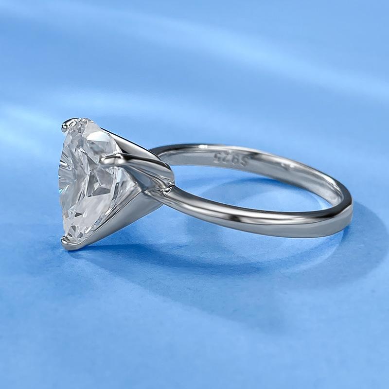NO.084 S925 Sterling Silver Heart Cut Heart-Shaped Ring 10*10 6A Cubic Zirconia Ring 4 Carat fashion jewelry accessory woman girl promise ring Springtok