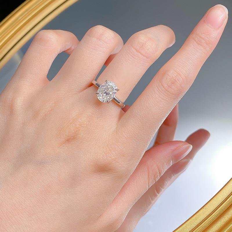 NO.039 S925 Silver Oval Ice Flower Cut Oval Ring 8 * 10mm 8A Cubic Zirconia Ring fashion jewelry accessory woman girl promise ring Springtok