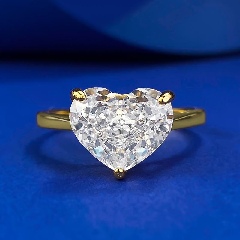 NO.085 S925 Sterling Silver Ice Flower Cut Fat Heart Ring 10*8mm 8A Cubic Zirconia Ring - Elegant Luxury Wedding Ring for Daily Life and Engagements fashion jewelry accessory woman girl promise ring Springtok