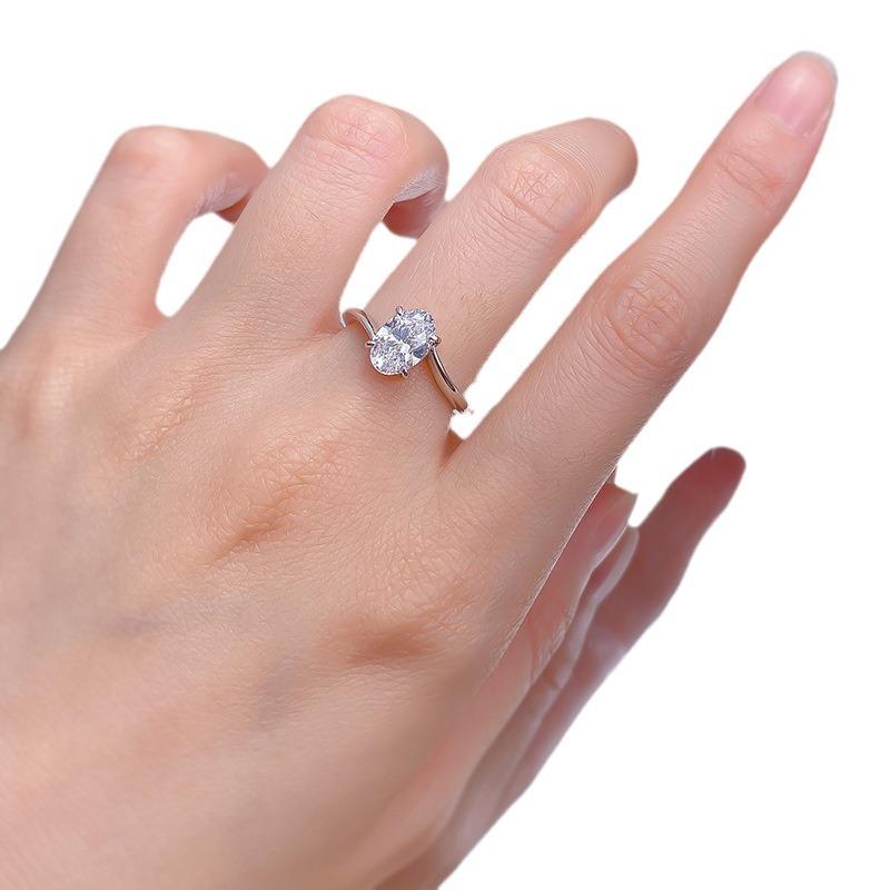 NO.050 S925 Sterling Silver Oval Cut Oval Ring 6*9 6A Cubic Zirconia Ring fashion jewelry accessory woman girl promise ring Springtok