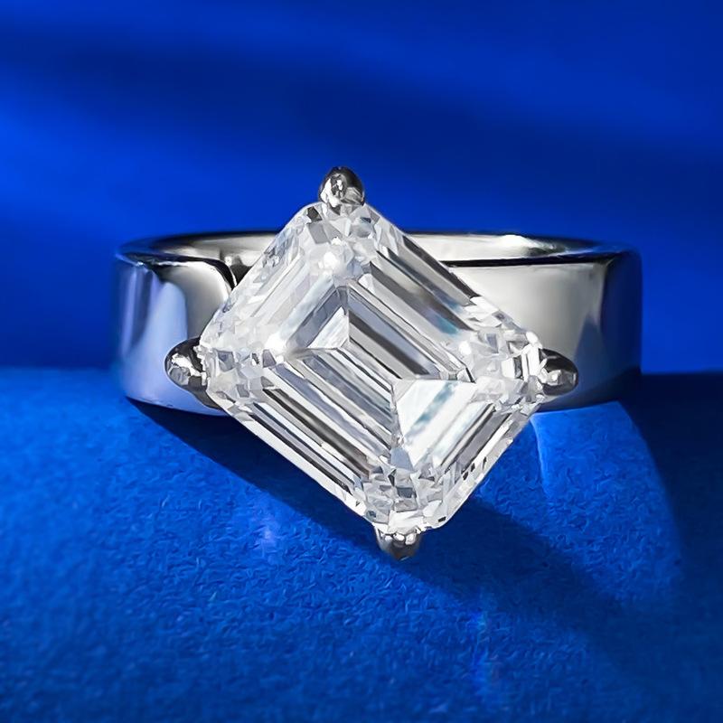 NO.068 S925 Sterling Silver Grandma Cut Rectangular Ring 8*10mm 6A Cubic Zirconia Ring fashion jewelry accessory woman girl promise ring Springtok