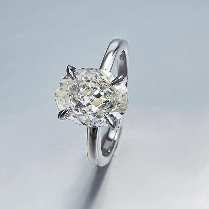 NO.039 S925 Silver Oval Ice Flower Cut Oval Ring 8 * 10mm 8A Cubic Zirconia Ring fashion jewelry accessory woman girl promise ring Springtok