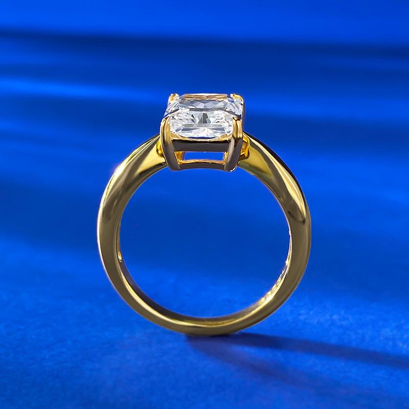 NO.010 S925 Sterling Silver Ice Flower Cut Rectangular Ring 7*10 8A Cubic Zirconia Ring effinny wedding ring daily clothing decor fashion jewelry accessory