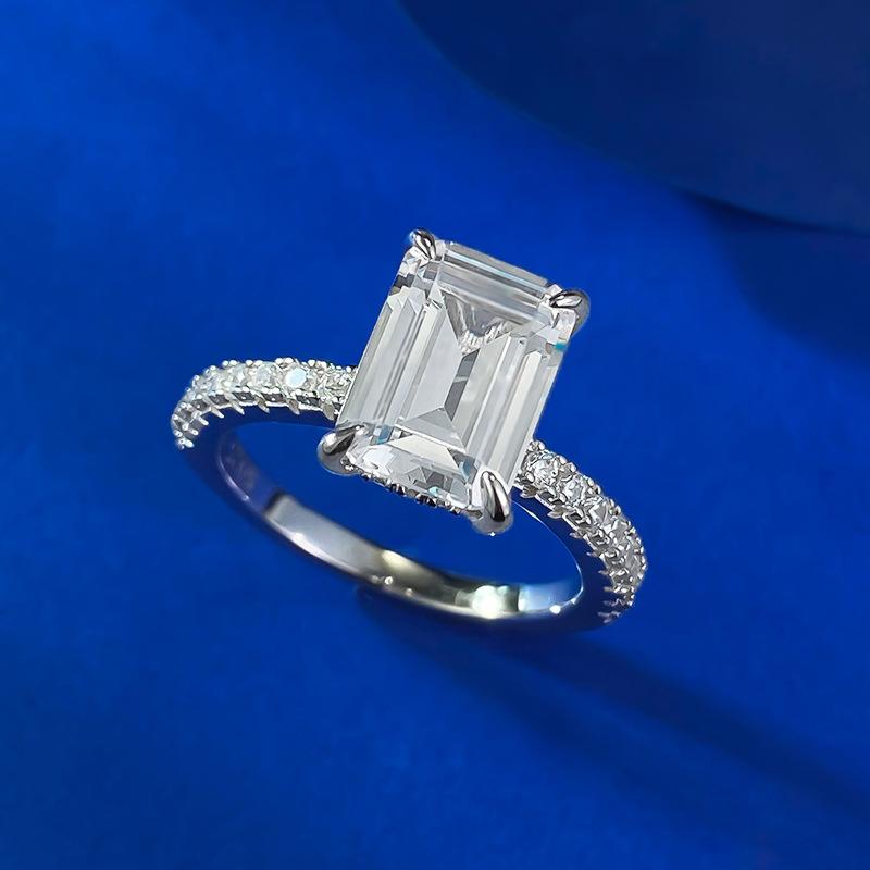 NO.069 S925 Sterling Silver Grandma Cut Square Sugar Ring 7*10mm 6A Cubic Zirconia Ring fashion jewelry accessory woman girl promise ring Springtok