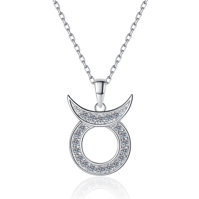 NO.206 S925 Sterling Silver Twelve Constellations Synthetic Moissanite Necklace Birthday Gift Minimalist Pendant Necklace Springtok