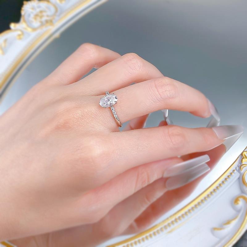 NO.051 S925 Sterling Silver Oval Cut Oval Ring 6*9mm 6A Cubic Zirconia Ring fashion jewelry accessory woman girl promise ring Springtok