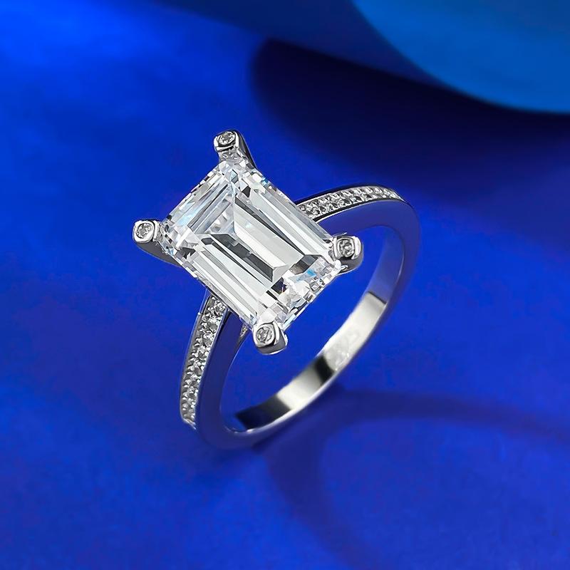 NO.070 S925 Sterling Silver Grandma Cut Square Ring 7*10mm 6A Cubic Zirconia Ring fashion jewelry accessory woman girl promise ring Springtok