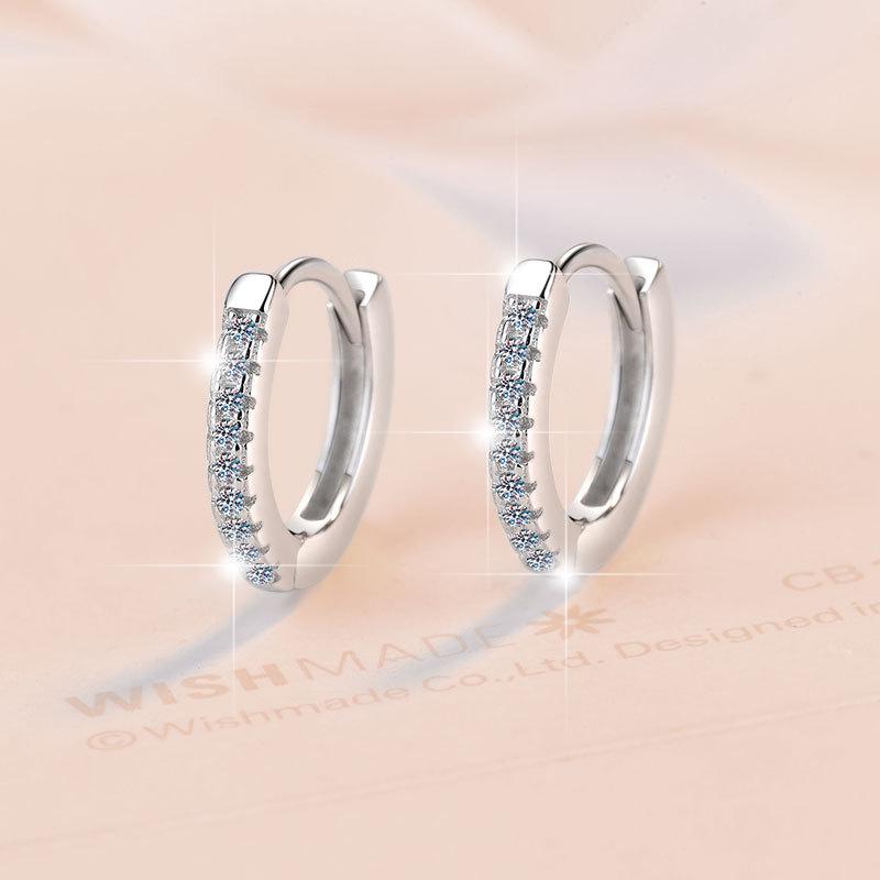 NO.172 S925 Sterling Silver Circular Earrings Synthetic Moissanite Earrings Glittering daily life Earrings Springtok