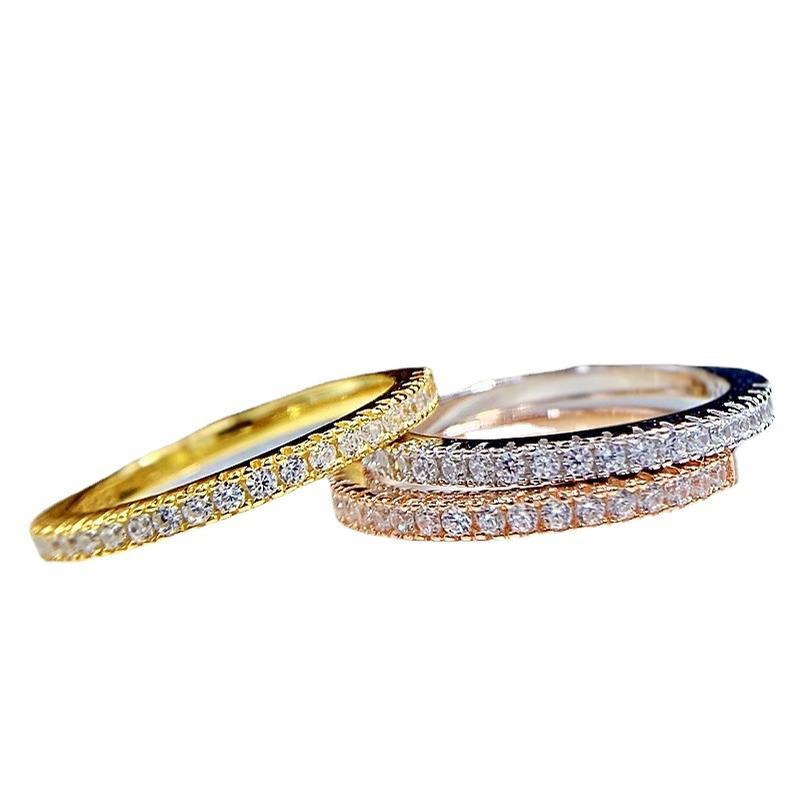 NO.091 S925 Sterling Silver Full Ring 6A Cubic Zirconia Ring fashion jewelry accessory woman girl promise ring Springtok