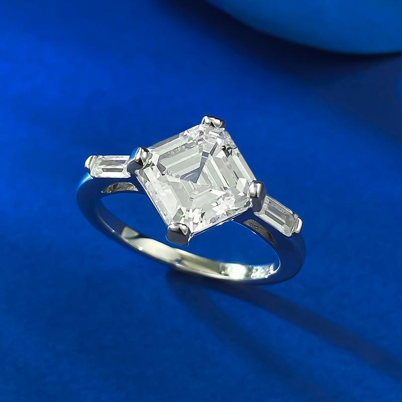 NO.026 S925 Sterling Silver Asscher Cut Square Ring 8*8mm 8A Cubic Zirconia Ring fashion jewelry accessory woman girl promise ring Springtok