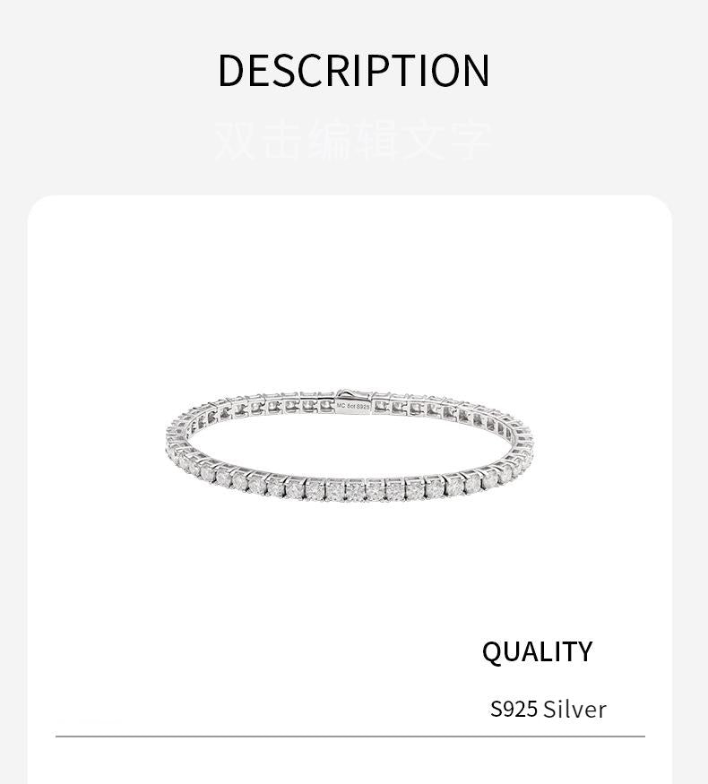 NO.225 S925 Sterling Silver Synthetic Moissanite Tennis Bracelet