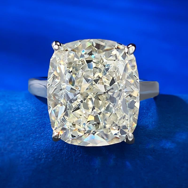 NO.017 S925 Sterling Silver Ice Flower Cut High Carbon Ring 6 Karat 12*14 8A Cubic Zirconia Ring fashion jewelry accessory woman girl promise ring Springtok