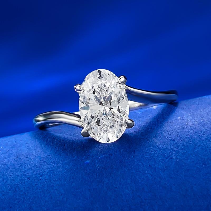 NO.050 S925 Sterling Silver Oval Cut Oval Ring 6*9 6A Cubic Zirconia Ring fashion jewelry accessory woman girl promise ring Springtok