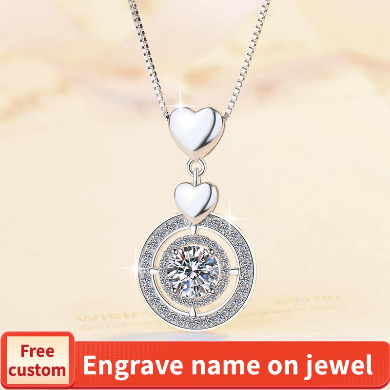 NO.203 S925 Sterling Silver Synthetic Moissanite Halo Necklace Birthday Gift Minimalist Pendant Necklace Springtok