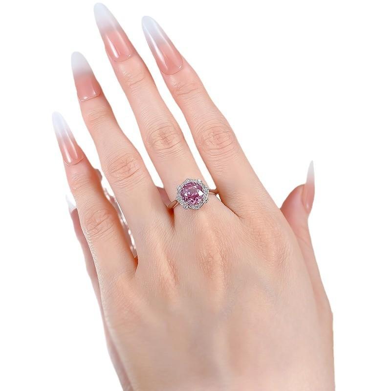 NO.232 S925 sterling silver rose cut high carbon ring 8*8mm 6A cubic zirconia ring fashion jewelry accessory woman girl promise ring Springtok