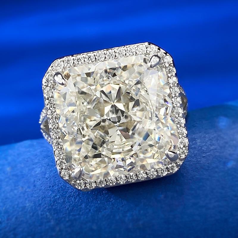 NO.014 S925 Sterling Silver Ice Flower Cut High Carbon Ring 13*13 8A Cubic Zirconia Ring fashion jewelry accessory woman girl promise ring Springtok