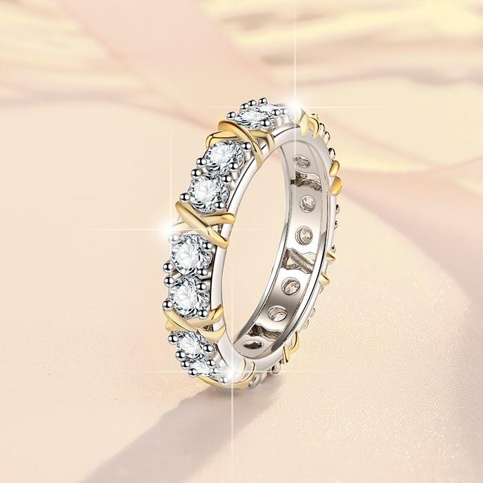 NO.148 S925 Sterling Silver X-Shape Ring Synthetic Moissanite Ring fashion jewelry accessory woman girl promise ring Springtok