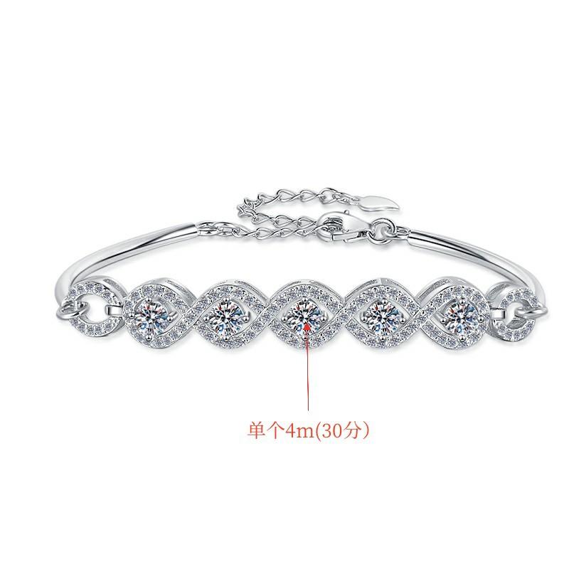 NO.210 S925 Sterling Silver Five Stars Bracelet Synthetic Moissanite Bracelet