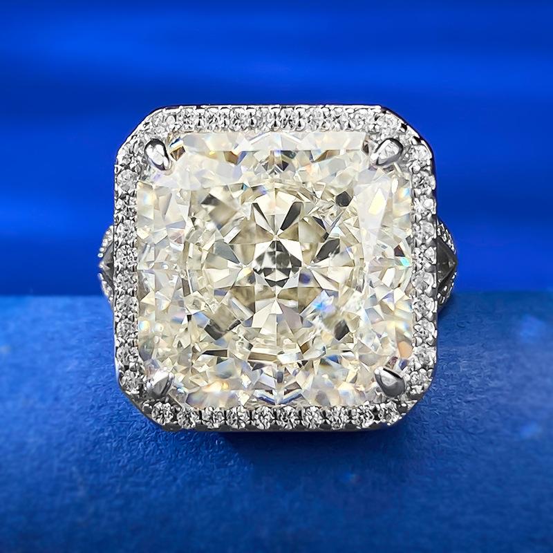 NO.014 S925 Sterling Silver Ice Flower Cut High Carbon Ring 13*13 8A Cubic Zirconia Ring fashion jewelry accessory woman girl promise ring Springtok