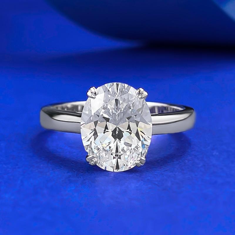 NO.038 S925 sterling silver oval cut 4 carat ring 8*10mm 6A cubic zirconia ring fashion jewelry accessory woman girl promise ring Springtok
