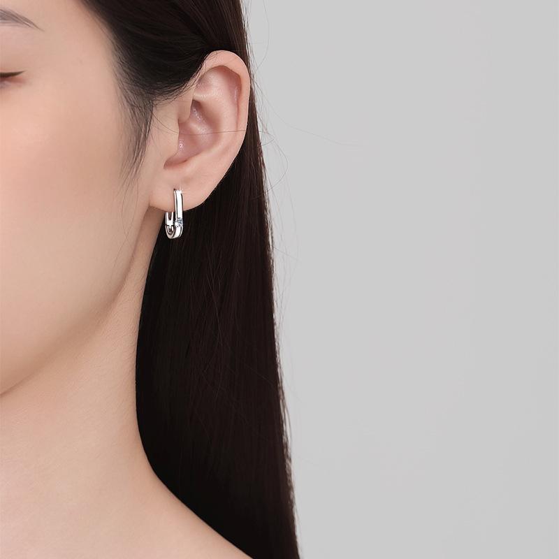 NO.177 S925 Sterling Silver Simple Circle Earrings Synthetic Moissanite Glittering Daily Life Earrings Springtok