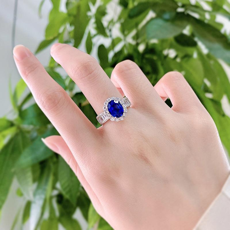 NO.055 S925 Sterling Silver Oval Cut Vintage Oval Ring 7*9mm 6A Cubic Zirconia Ring fashion jewelry accessory woman girl promise ring Springtok