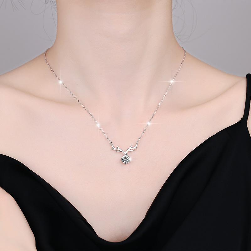NO.207 S925 Sterling Silver Holiday Synthetic Moissanite Necklace Birthday Gift Minimalist Pendant Necklace Springtok