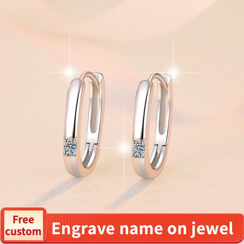 NO.177 S925 Sterling Silver Simple Circle Earrings Synthetic Moissanite Glittering Daily Life Earrings Springtok