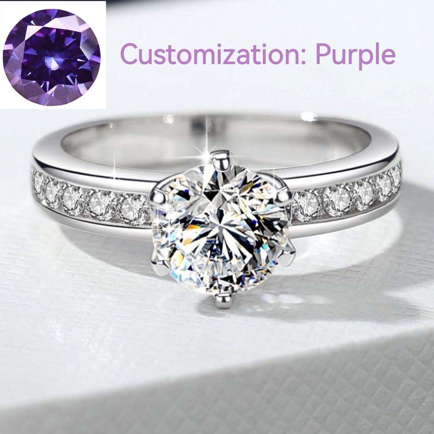 NO.108 S925 Sterling Silver Ring Six-Claw Crown Synthetic Moissanite fashion jewelry accessory woman girl promise ring Springtok