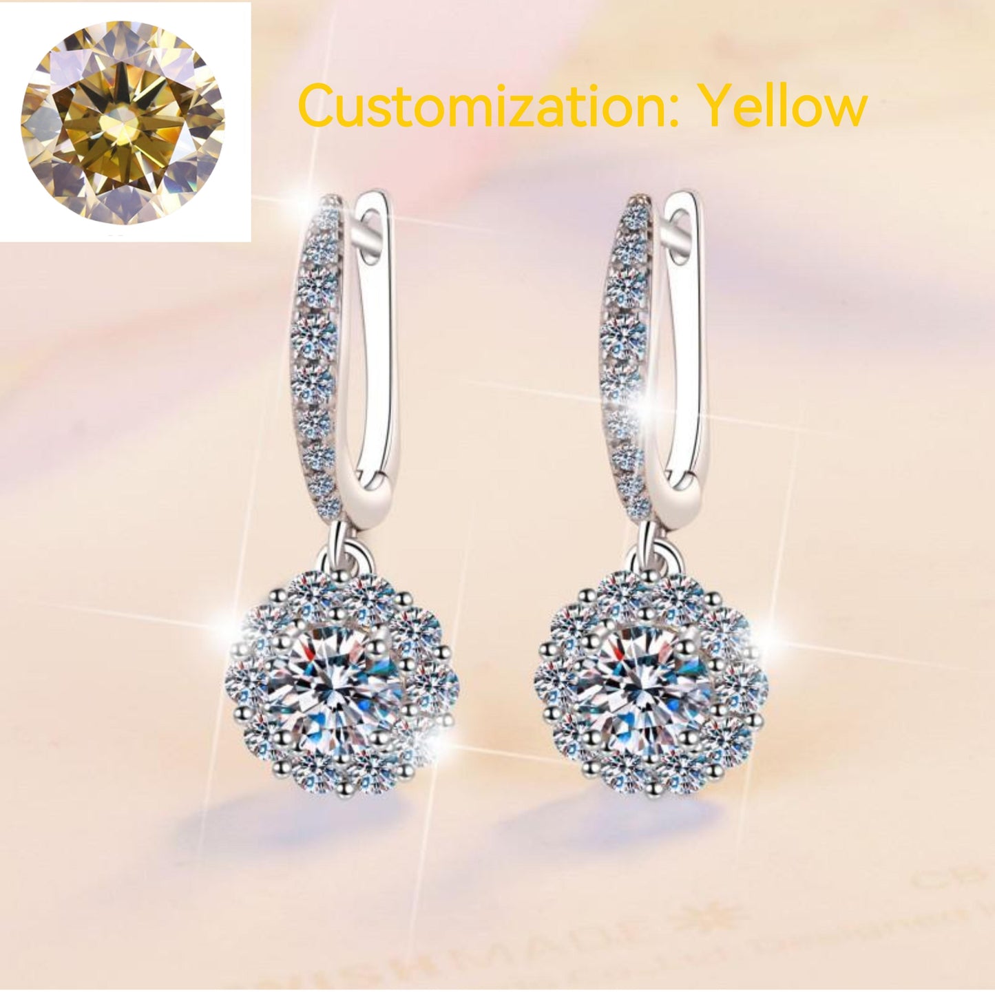 NO.173 S925 Sterling Silver Flower Dangling Earrings Round Earrings Glittering daily life Earrings Springtok
