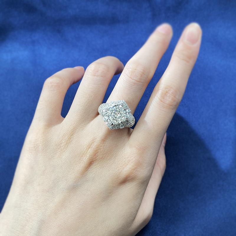 NO.087 S925 Sterling Silver Ice Flower Cut Round Ring 10*10 8A Cubic Zirconia Ring fashion jewelry accessory woman girl promise ring Springtok