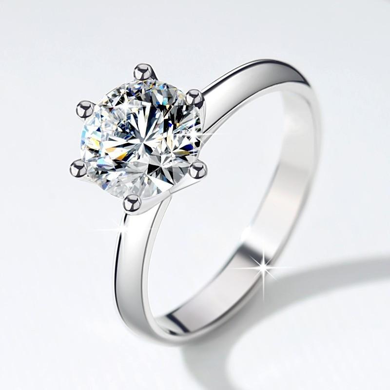 NO.103 Pink-S925 Sterling Silver D Color Synthetic Moissanite Six-claws Ring 1/2/3/5 Carat Elegant Luxury Daily Life Woman Birthday Gift Engagement Springtok